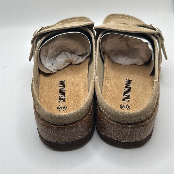 CUSHIONAIRE Women's Genuine Leather Cork Footbed Clog 9 TAUPE - Picture 4 of 7